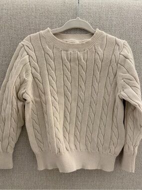 Crewcuts Cream Cable Knit Crewneck Sweater
